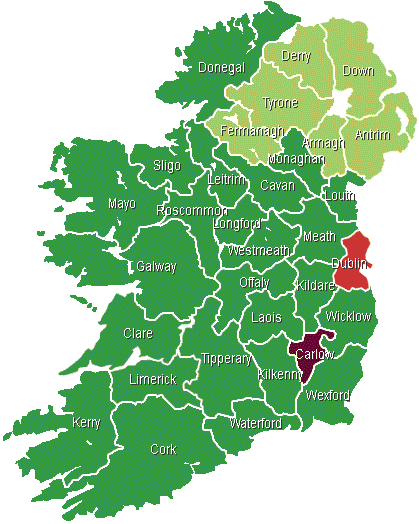 CARLOW IS VERY ACCESSIBLE TO THE MAJOR CENTERS OF THE SUNNY SOUTH EAST AND DUBLIN